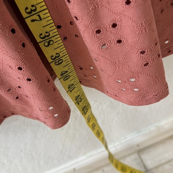 DownEast Pink Eyelet Flutter Sleeve Lined Midi Dress Size Large - Picture 10 of 10